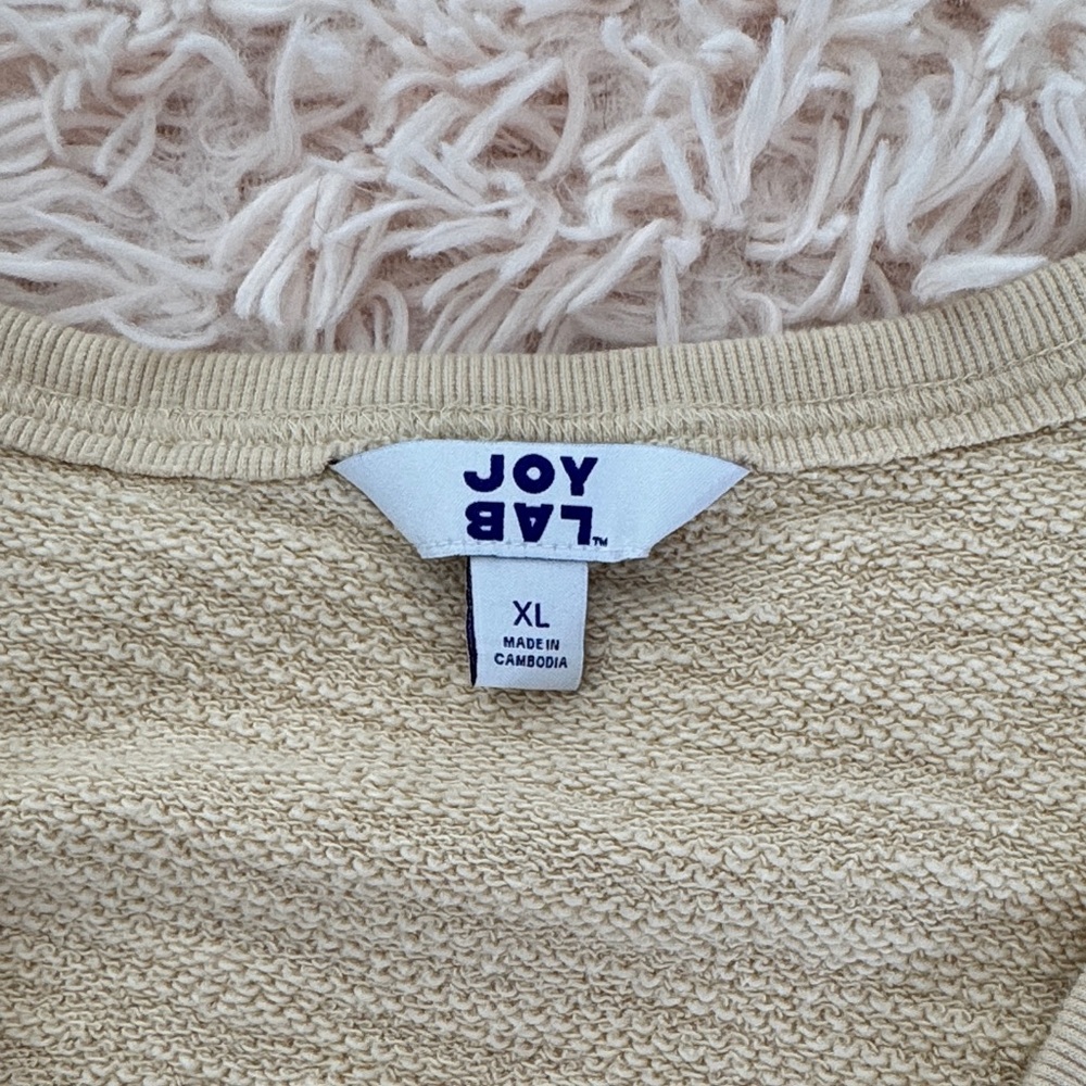 JoyLab Light Tan Ruched V-Neck Sweatshirt - Picture 2 of 4